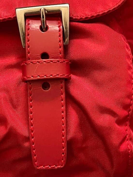 *AMAZING* VINTAGE 90s - Y2K PRADA Vela Mini Backpack Tessuto Red Silver Hardware main image 10